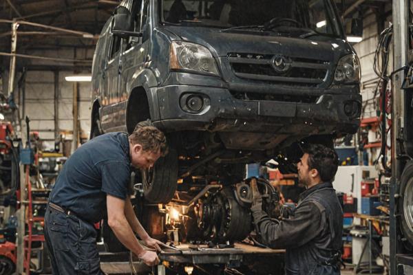 Professional truck repair workshop with expert technicians