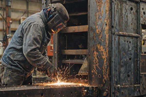 Custom truck body fabrication work showing steel welding and construction